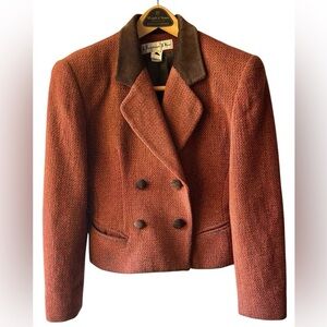 Vintage Dior Women's Rust Double-Breasted Blazer
